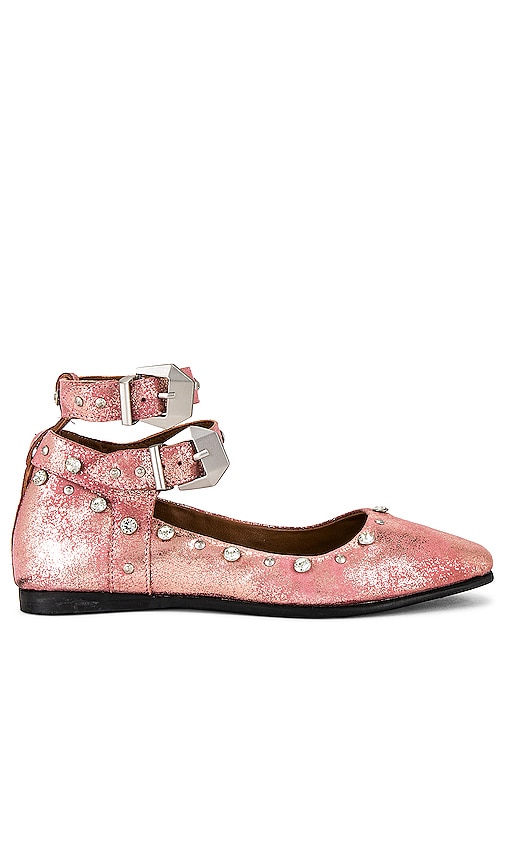Free People Mystic Diamante 平底鞋 – Pink Frost Metallic Leather In Pink
