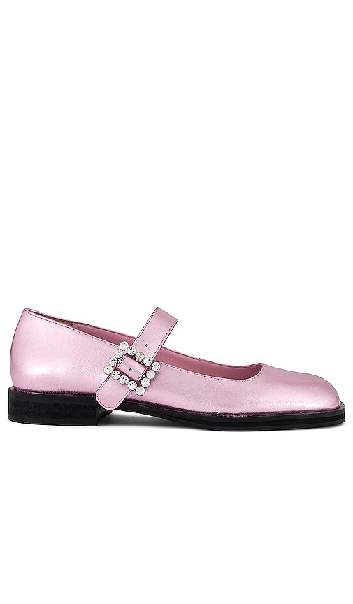 Free People Rumor Diamante Mary Jane in Pink Frost Metallic Leather
