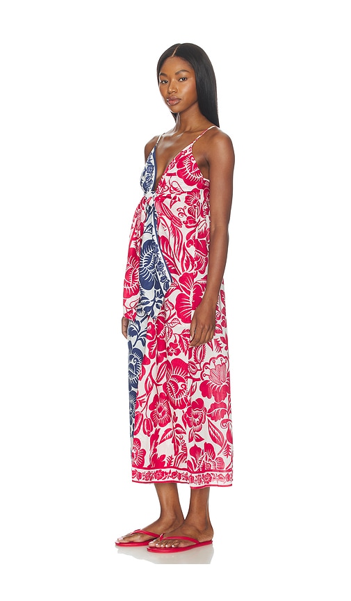  Farm Rio Maxikleid Cashew And Birds In Blue,red. Größe Xs. Also In S, M, L. 