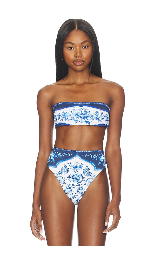 FARM Rio Porcelain Garden Bandeau Bikini Top