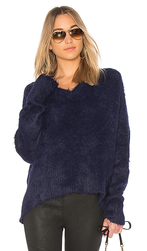Frankie Oversized Varsity Sweater in Medium Indigo | REVOLVE