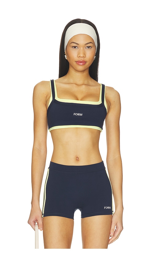 Form Scoop Layered Bra In Navy & Lemon