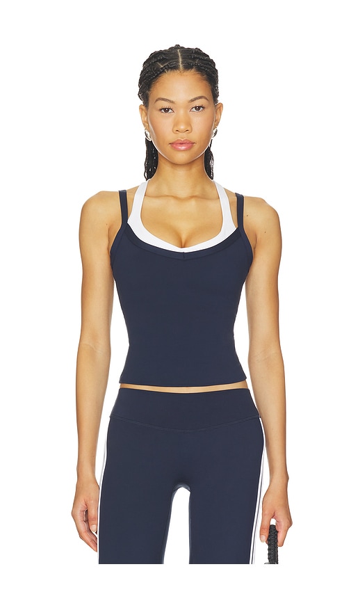CAMISETA SIN MANGAS CON CAPAS V V LAYERED TANK TOP by FORM ACTIVEWEAR in Navy White