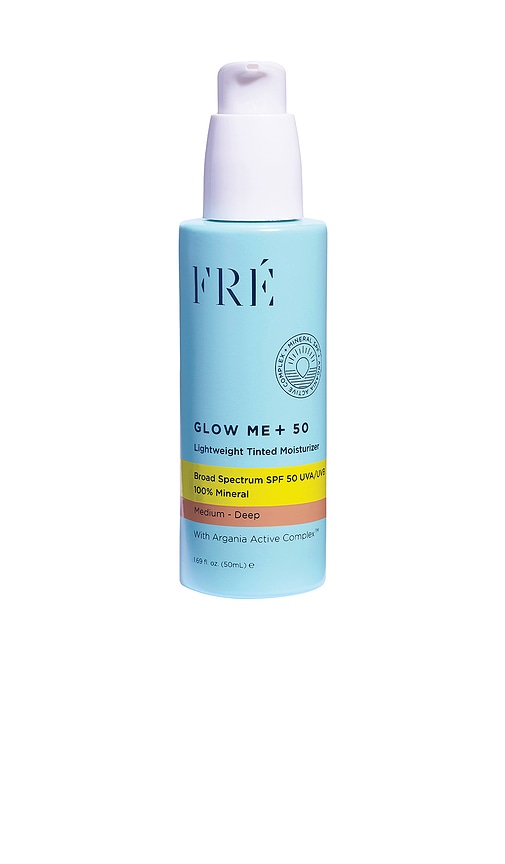Glow Me + Tinted Mineral SPF 50 in Medium Deep.