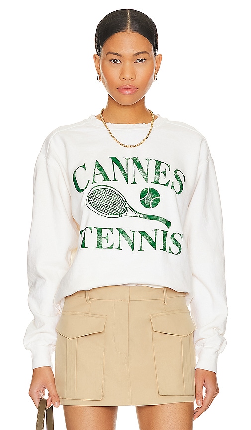 Firstport Cannes Tennis Crewneck Sweatshirt In Beige