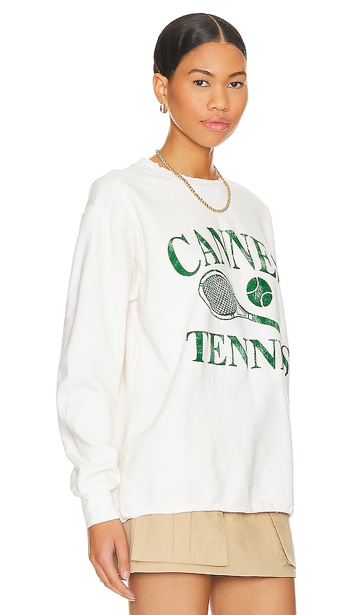 Shop Firstport Cannes Tennis Crewneck Sweatshirt In Beige