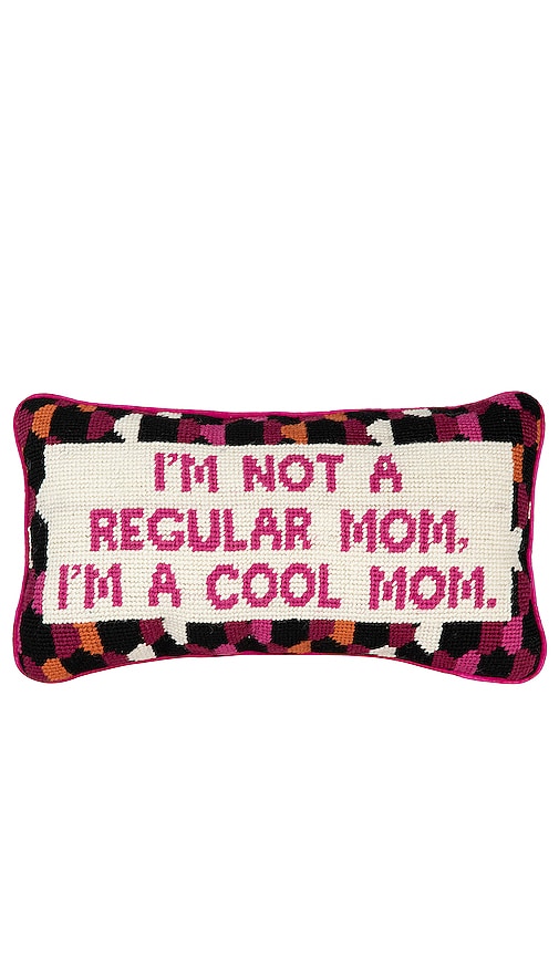 Furbish Studio Cool Mom Needlepoint Pillow in Pink.