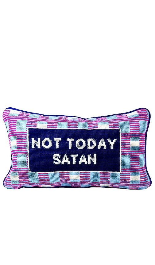 Furbish Studio Not Today Satan Needlepoint Pillow in Beauty: NA.