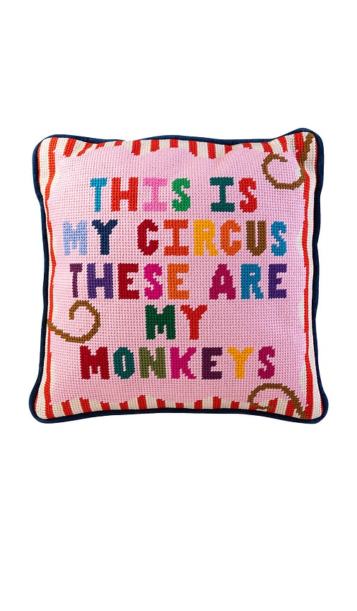 Furbish Studio My Circus Needlepoint Pillow In Pink
