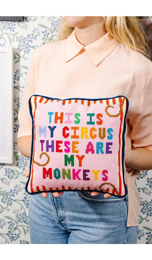  Furbish Studio My Circus Needlepoint Pillow In Pink. 