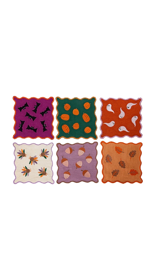 Furbish Studio Set Of 6 Fall Cocktail Napkin In Blue