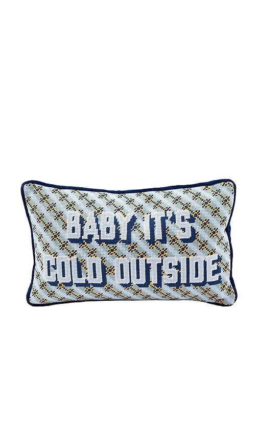 Furbish Studio Baby It's Cold Outside Needlepoint Pillow In Blue