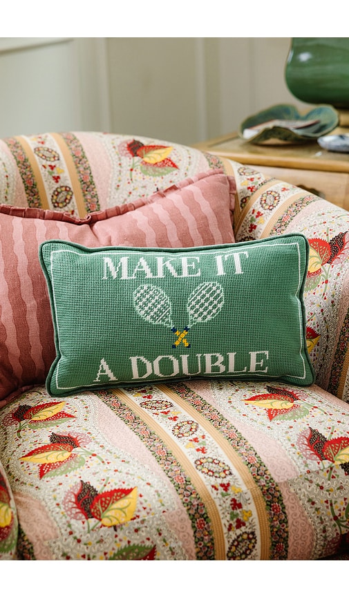  Furbish Studio Cojín De Bordado Needlepoint “make It A Double” Make It A Double Needlepoint Pillow En Color Verde Talla All . 