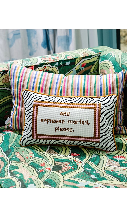  Furbish Studio Espresso Martini Needlepoint Pillow In Orange. 
