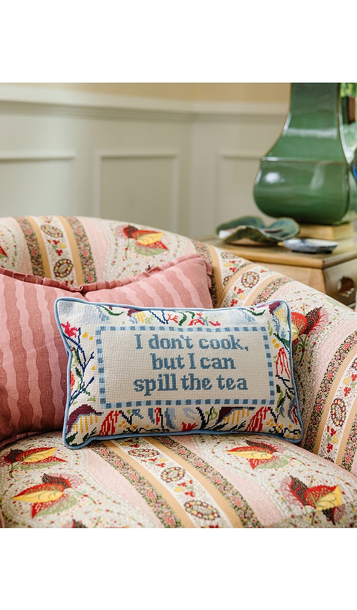  Furbish Studio Spill The Tea Needlepoint Pillow In Blue. 