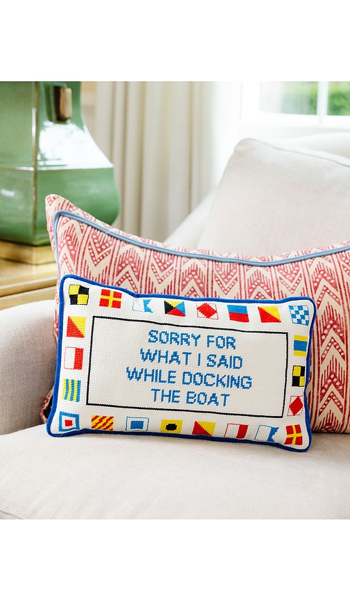  Furbish Studio Docking The Boat Needlepoint Pillow In Blue. 