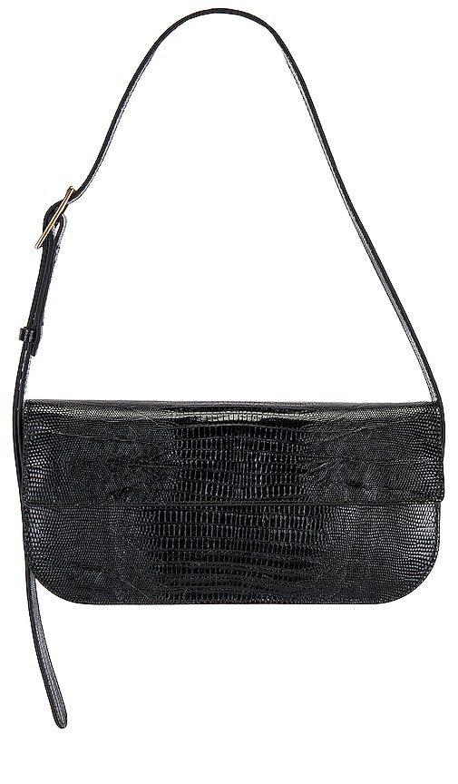 Flattered Lillie Lizard Shoulder Bag In 黑色