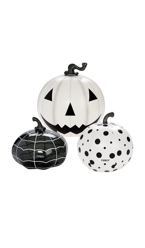 Funboy Black & White Pack Of 3 Light Up Inflatable Pumpkin In Black & White