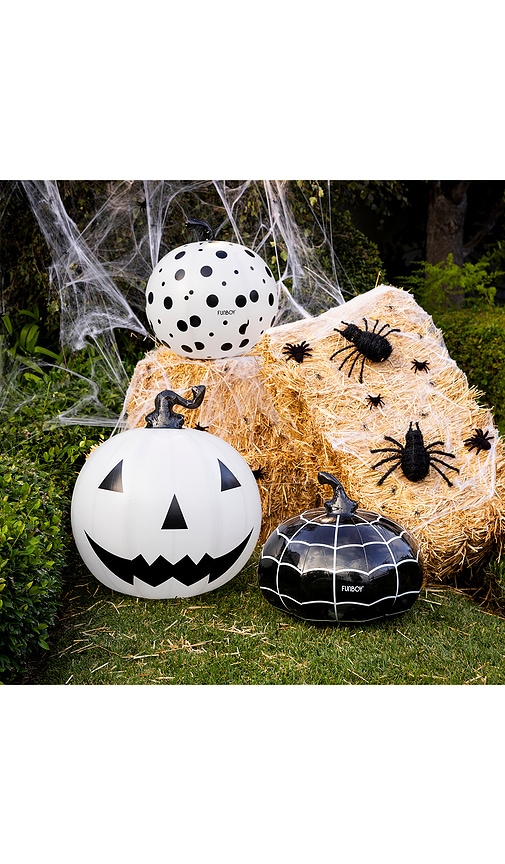 Funboy Black & White Pack Of 3 Light Up Inflatable Pumpkin In Black & White