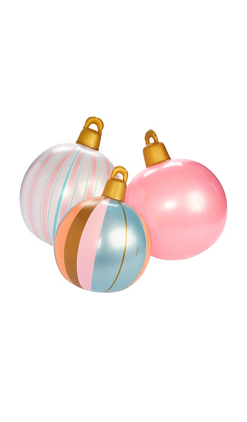 FUNBOY 3 Pack Pink Stripe Light Up Inflatable Ornaments