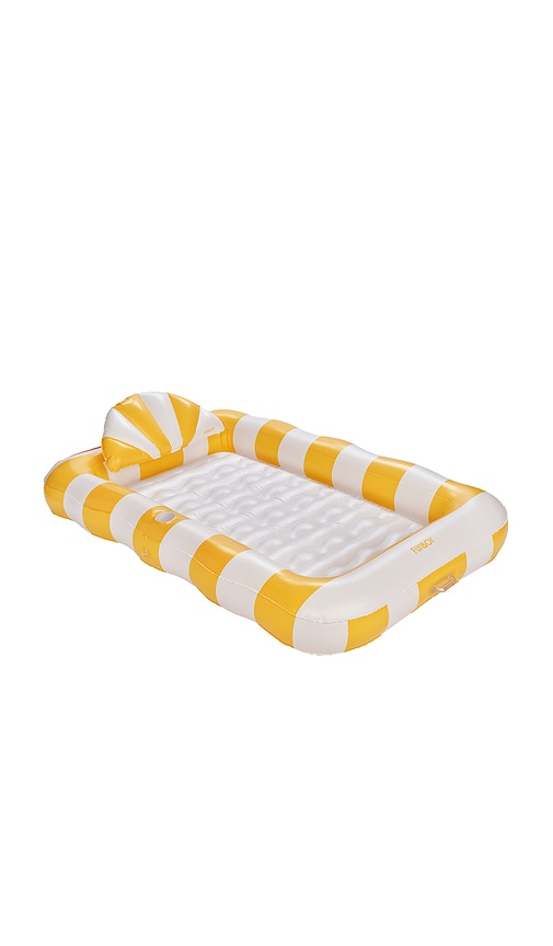 Funboy Yellow Stripe Tanning Pool Lounger In Yellow