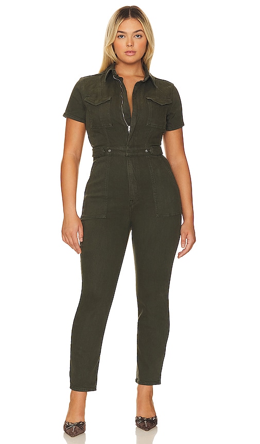 Shop Good American Fit For Success Jumpsuit In Dark Green