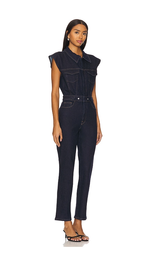  Good American Mono Estilo Camionero En Color Denim-dark Talla Xs  (también En S, Xxxl/3x, Xxxxl/4x). 