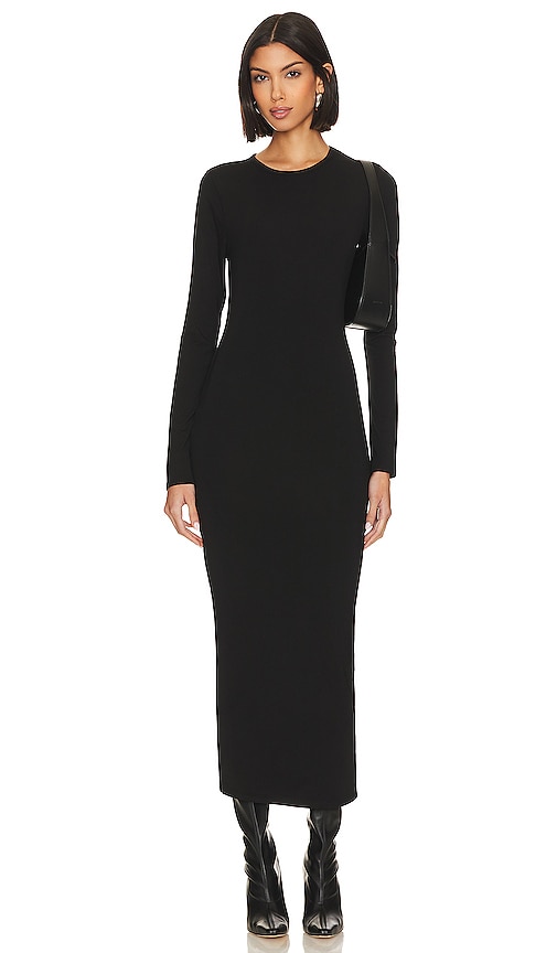 Good American Good Touch Long-sleeve Maxi Dress In Black