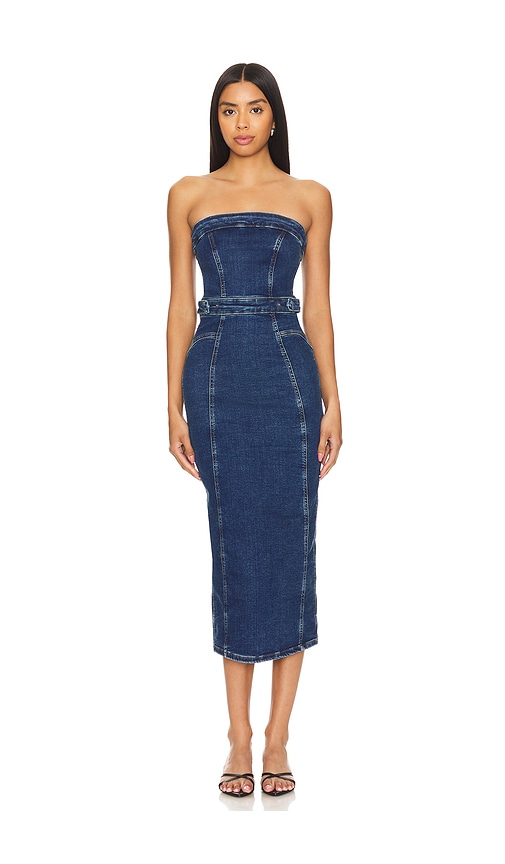 Shop Good American Tube Midi Dress In Indigo594