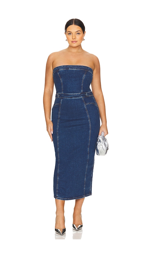 Shop Good American Tube Midi Dress In Indigo594