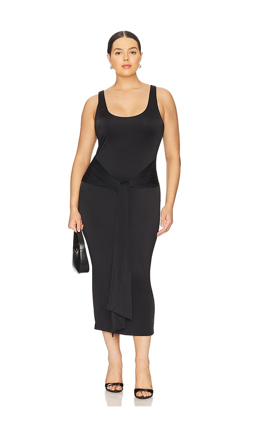 GOOD AMERICAN SLINKY JERSEY RUCHED MIDI DRESS 