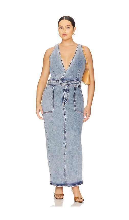 GOOD AMERICAN FIT FOR SUCCESS V-NECK MAXI DRESS 