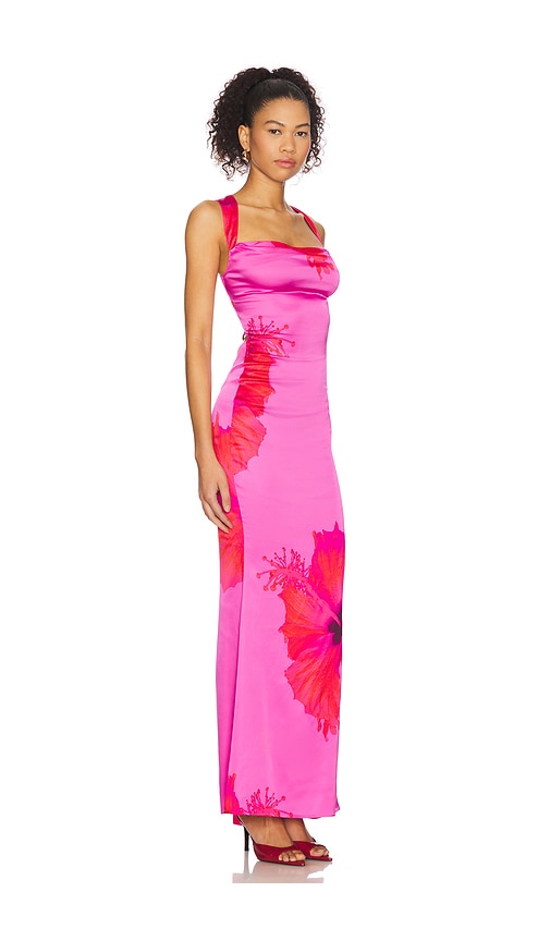 GOOD AMERICAN SATIN LACE UP MAXI DRESS 