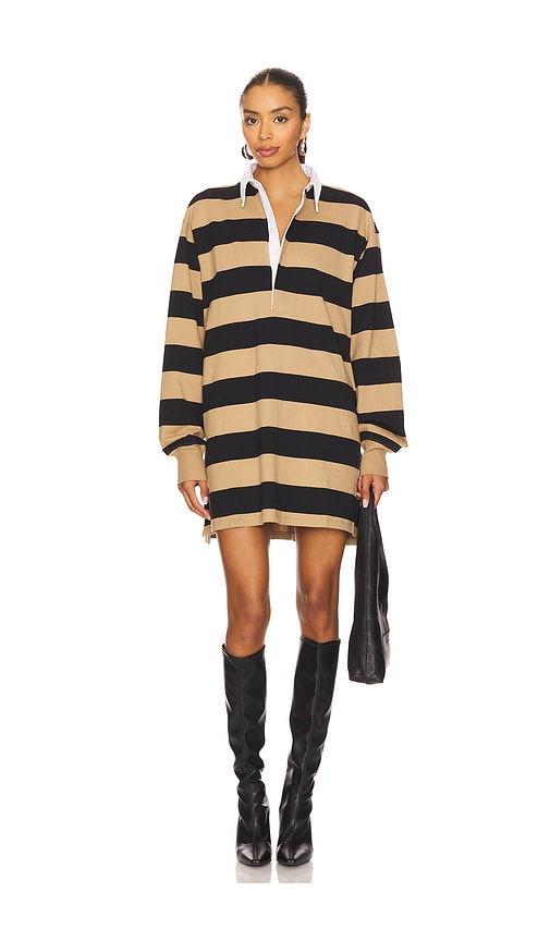 Jersey Polo Mini Dress in Tan,Black. - size XXXXL/4X (also in M, S, XXL/2X, XXXL/3X)