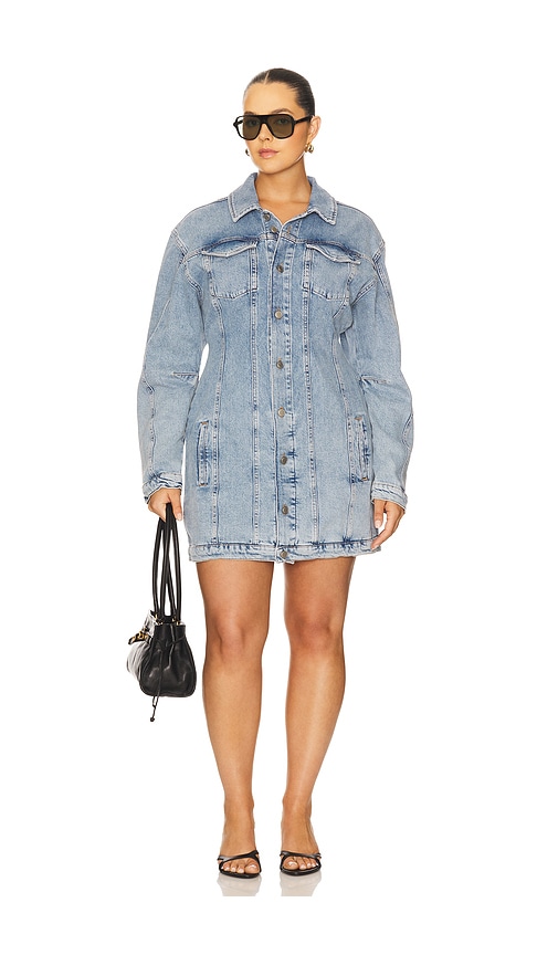 Good American Barrel Long Sleeve Mini Dress in Indigo911 | REVOLVE