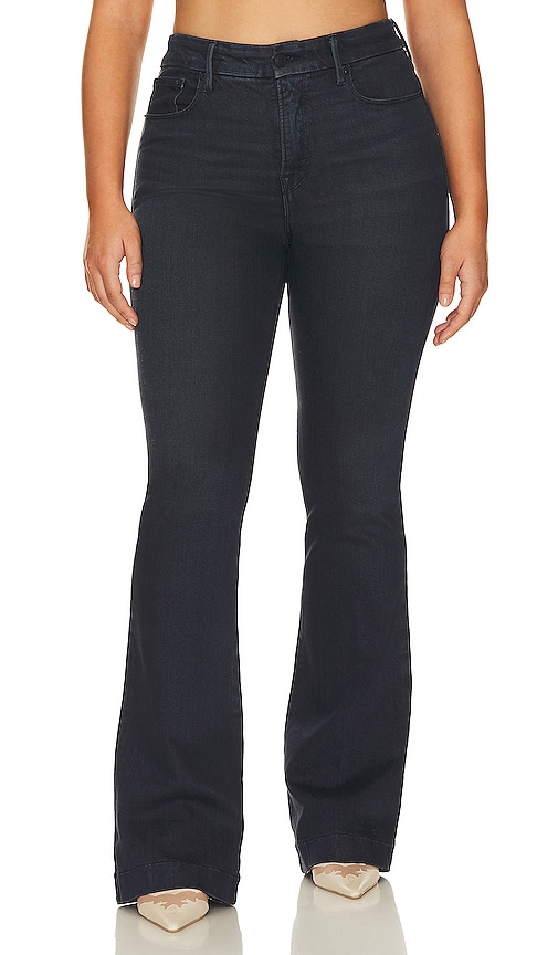 Shop Good American Good Legs Flare Jeans In Blue