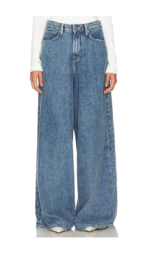 Shop Good American Paneled Wide Leg In Blue