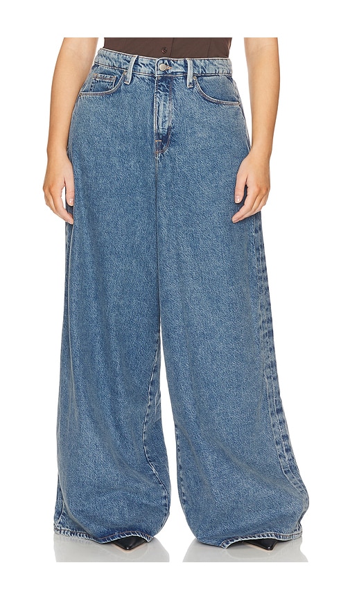 Shop Good American Paneled Wide Leg In Blue