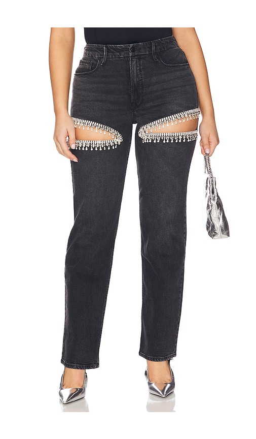 Good American Good Icon Straight Diamond Jeans In Black376