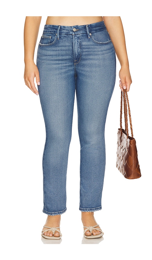 Shop Good American Good Legs Straight Jeans In Indigo746