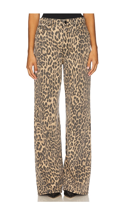 Good American Good Standard Leopard Print Wide Leg Jeans In Animal Print