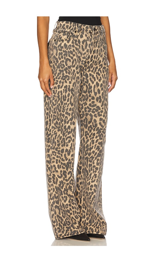Good American Good Standard Leopard Print Wide Leg Jeans In Animal Print