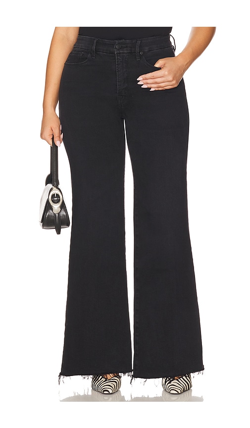 Good American Soft Tech Good Waist Palazzo Jeans Black391 In Black
