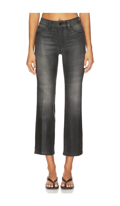 Good American Soft Tech Good Legs Straight Coated Jeans In Gray