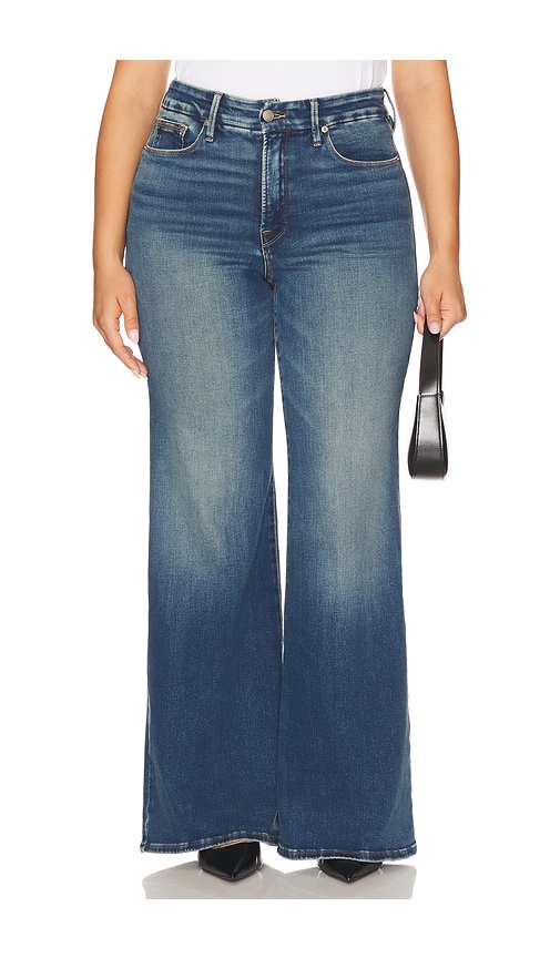 Good American Soft Tech Good Waist Palazzo Jeans In Blue