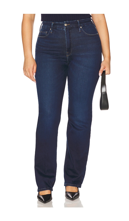 Good American Soft Tech Good True Straight Jeans In Blue