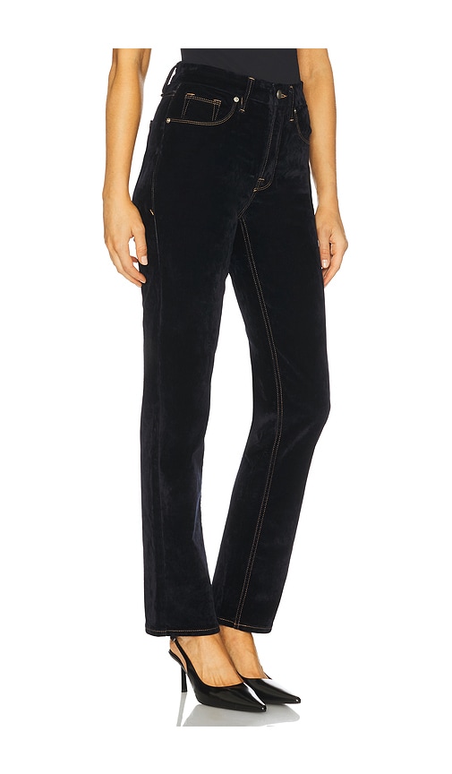  Good American Good Icon Straight Velvet Denim Jeans In Blue. Size 0. Also In 2, 4, 6, 8, 10, 12, 22, 24. 