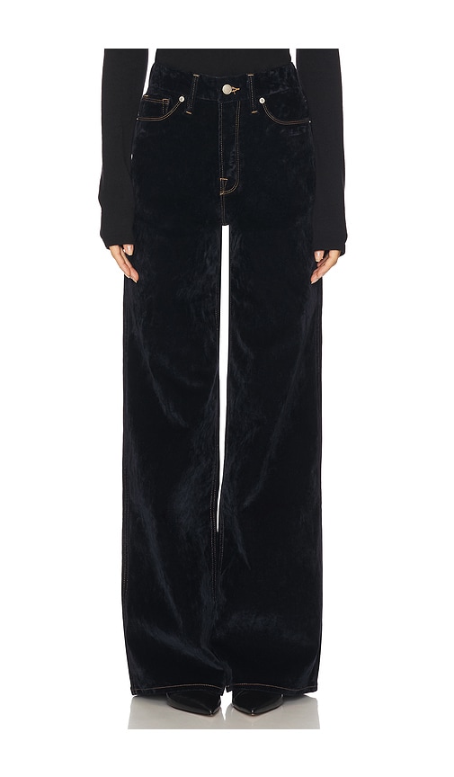 Good American Womens Indigo939 Good Icon Straight-leg Velvet Stretch-cotton Blend Jeans In Black