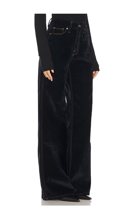 Good American Womens Indigo939 Good Icon Straight-leg Velvet Stretch-cotton Blend Jeans In Black