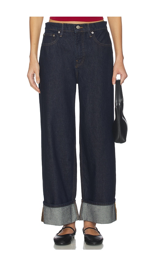 Good American Good Standard Baggy Cuffed Jeans in Navy. - size 2 (also in 4, 6, 22)